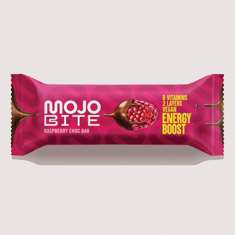 MojoBite Energy Boost Raspberry Choc Riegel, 1 Box (12x44g)