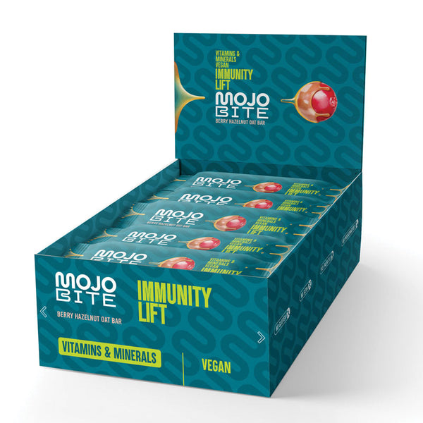 MojoBite Immunity Lift Beere Haselnuss Hafer Riegel, 1 Box (12x50g)