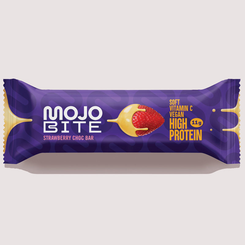 MojoBite High Protein Strawberry Choc Riegel, 1 Box (12x50g)